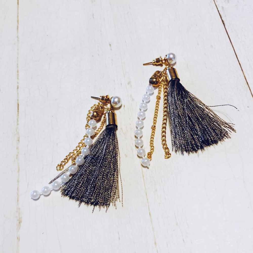 Charcoal Fringe Earrings